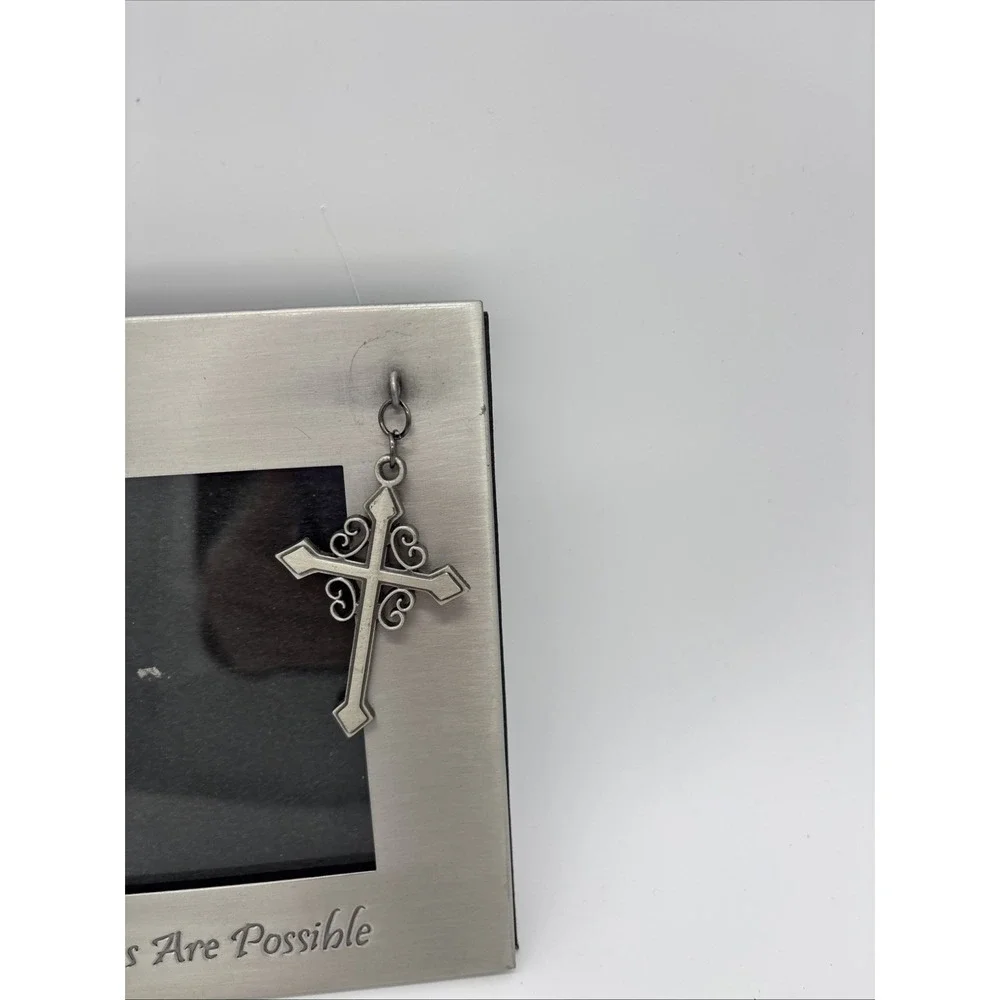Felco 4 X 6 Silver Picture Frame Religious  With God All Things Are Possible